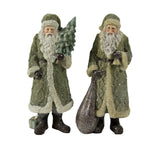 Santa Set With Tree / Bag - Two Figurines 6.75 Inch, Polyresin - Woodland Bell 54296A (46971)