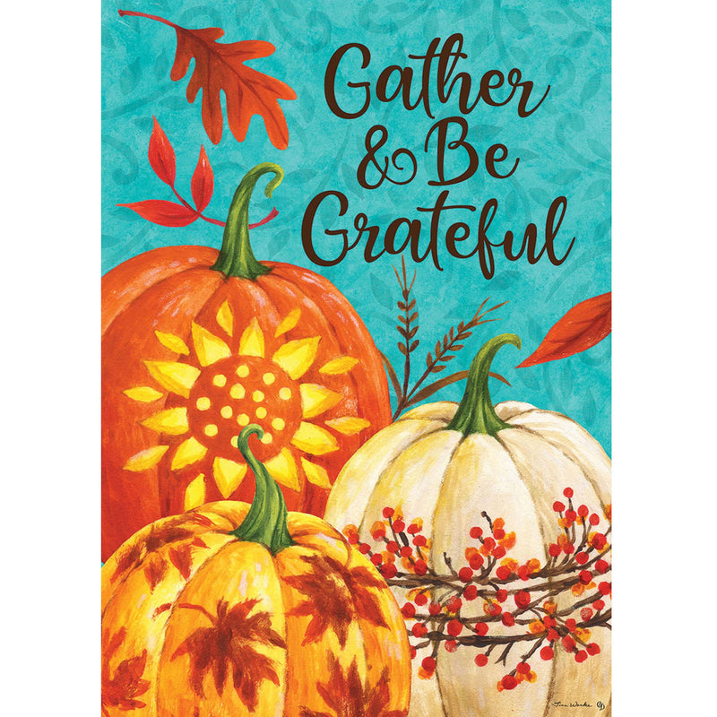 Gather Pumpkins Flag - One Garden Flag 18 Inch, - Autumn Gather Grateful 4400Rm (46996)