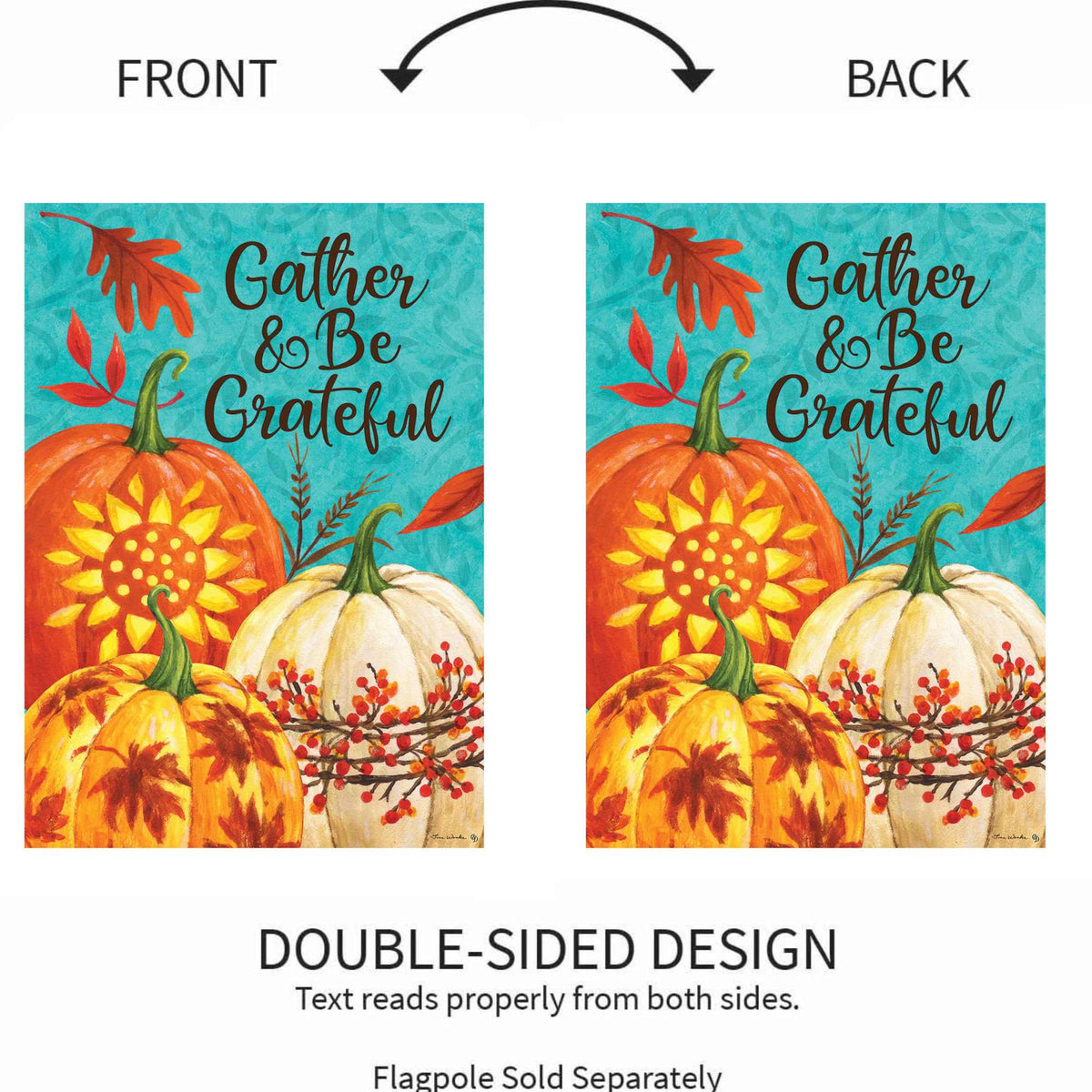 Custom Decor Gather Pumpkins Flag - - SBKGifts.com