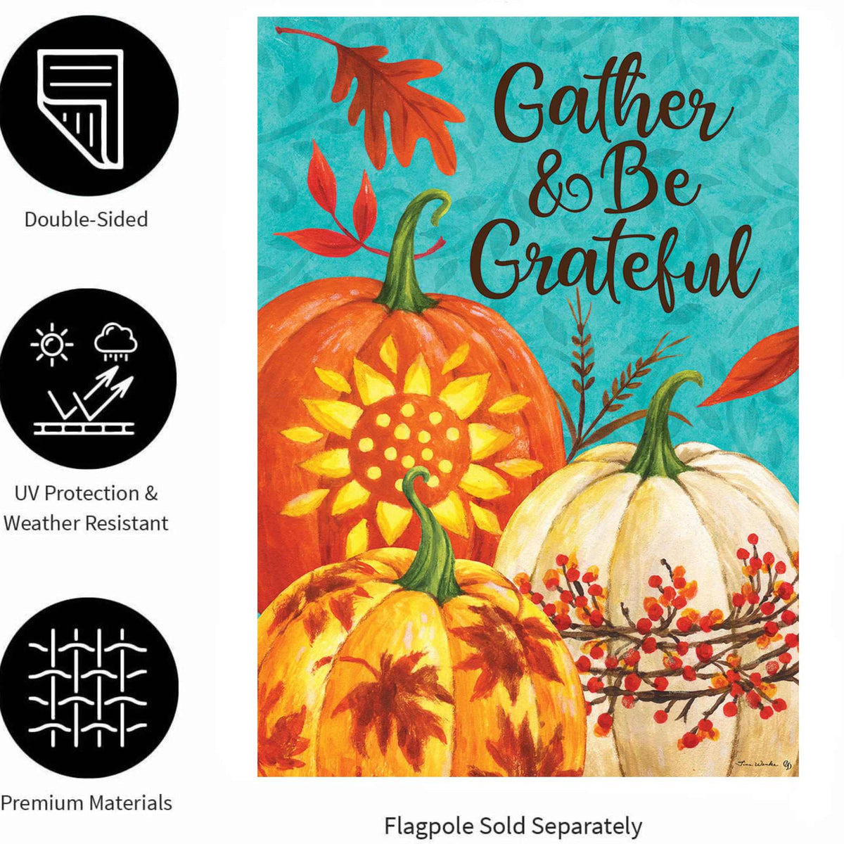 Custom Decor Gather Pumpkins Flag - - SBKGifts.com