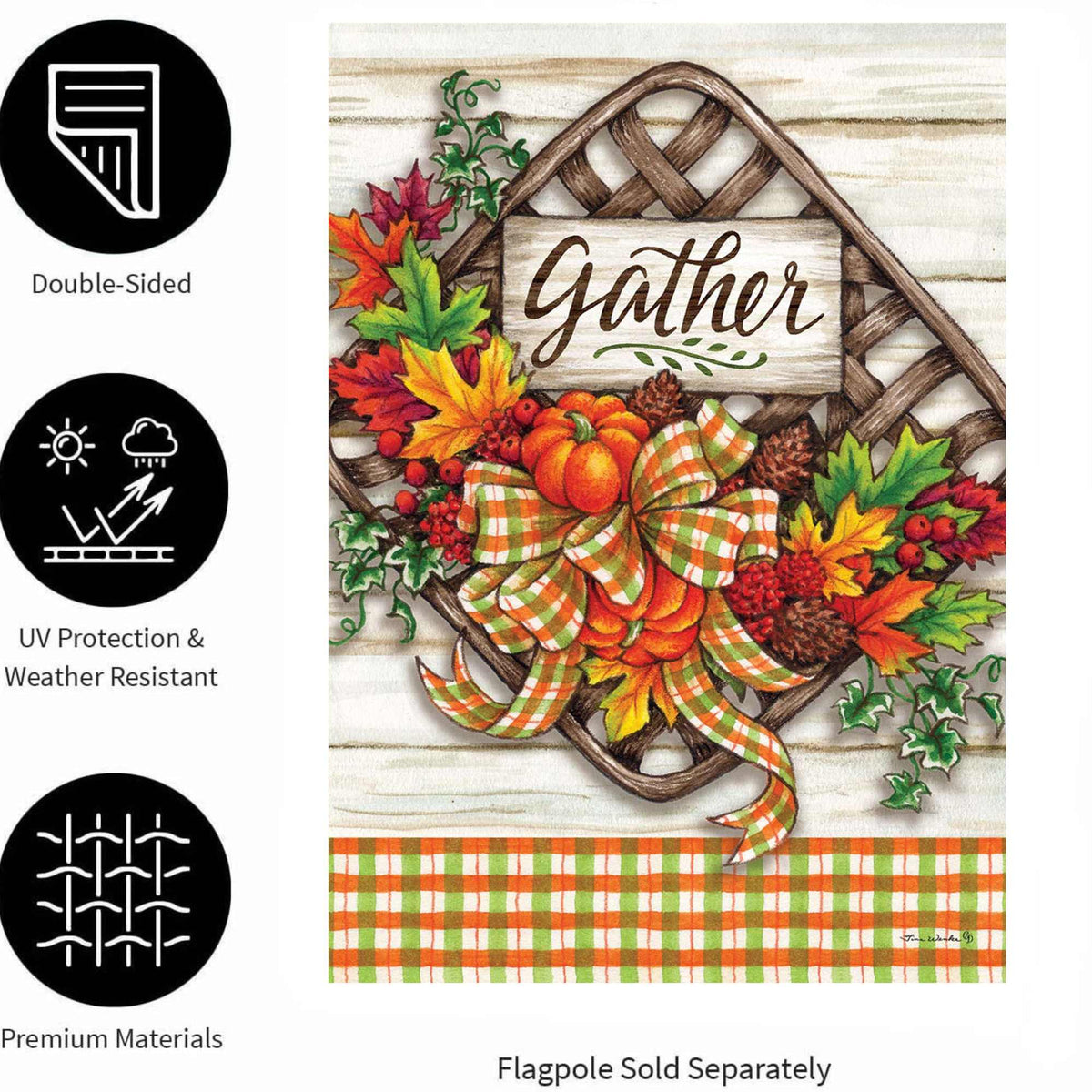 Custom Decor Gather Basket Flag - - SBKGifts.com