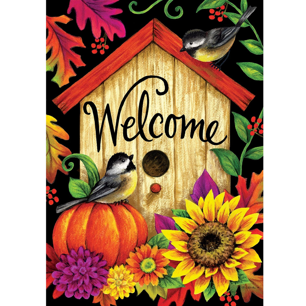 47009 Fall Birdhouse Flag 3371FM