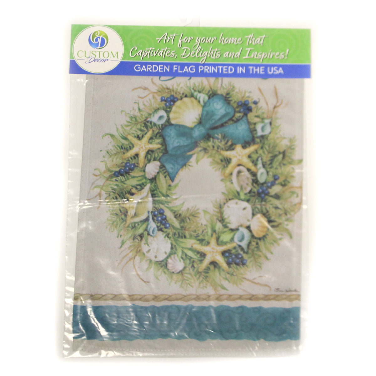 Home & Garden Coastal Wreath Flag - - SBKGifts.com