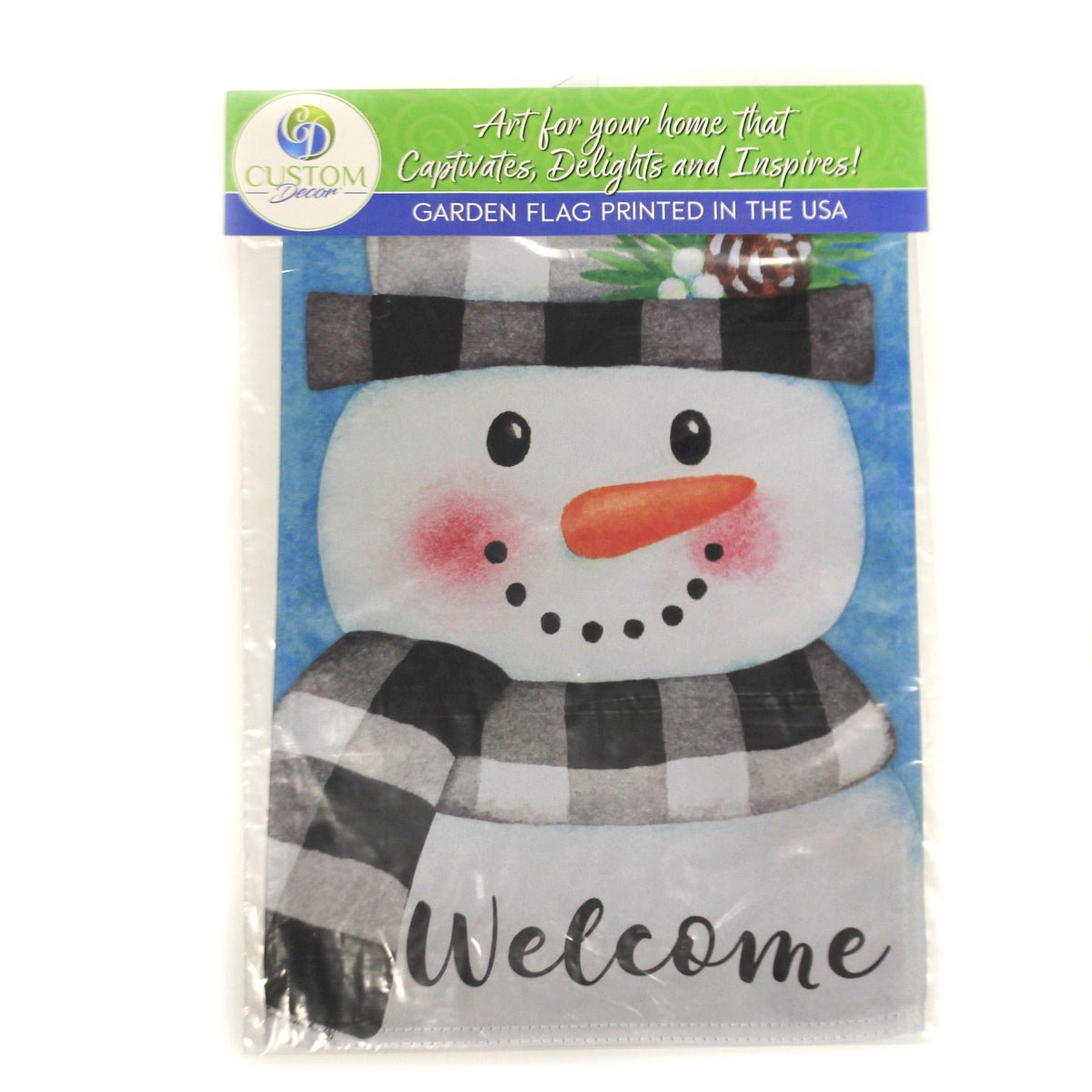 Home & Garden Gingham Snowman Flag - - SBKGifts.com