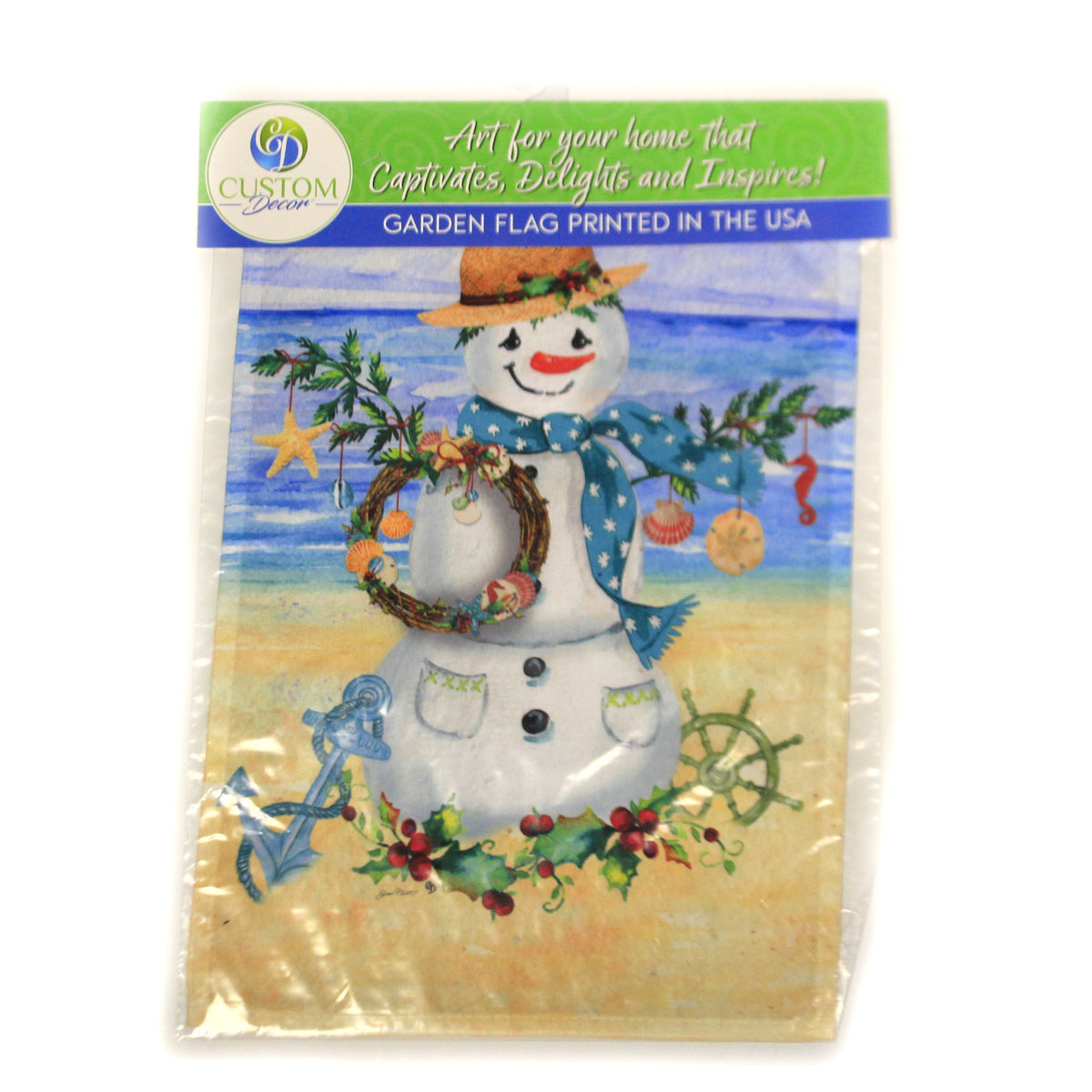 Home & Garden Coastal Snowman Flag - - SBKGifts.com
