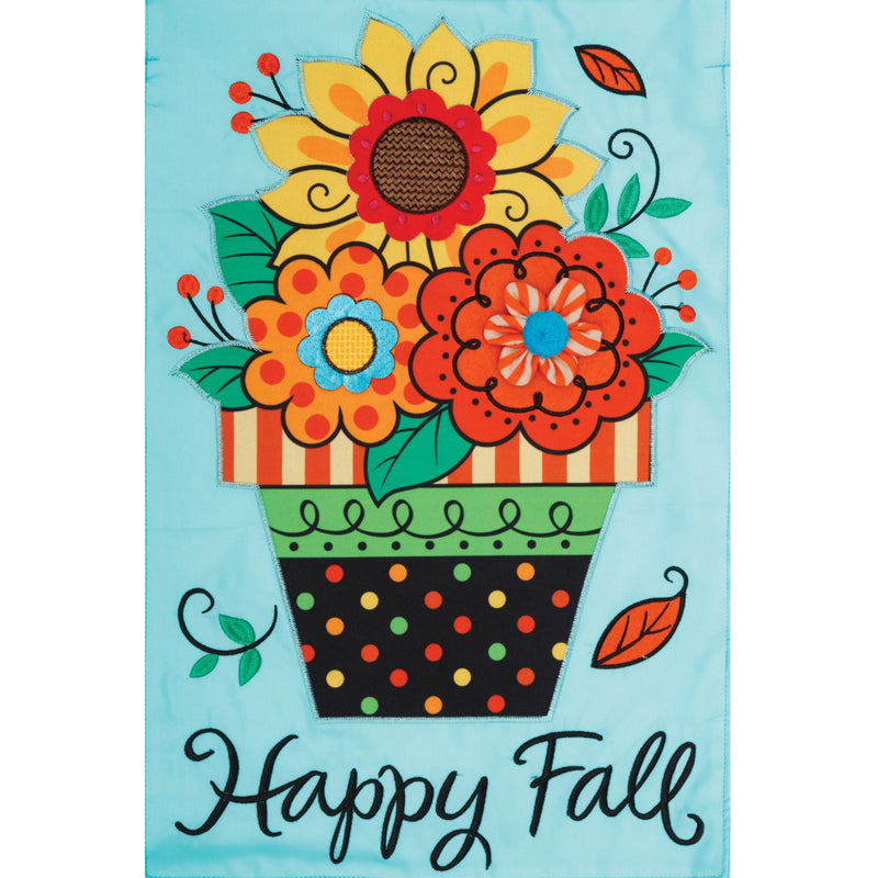 Home & Garden Fall Flowers Applique Flag Polyester Double Sided 4198Fm
