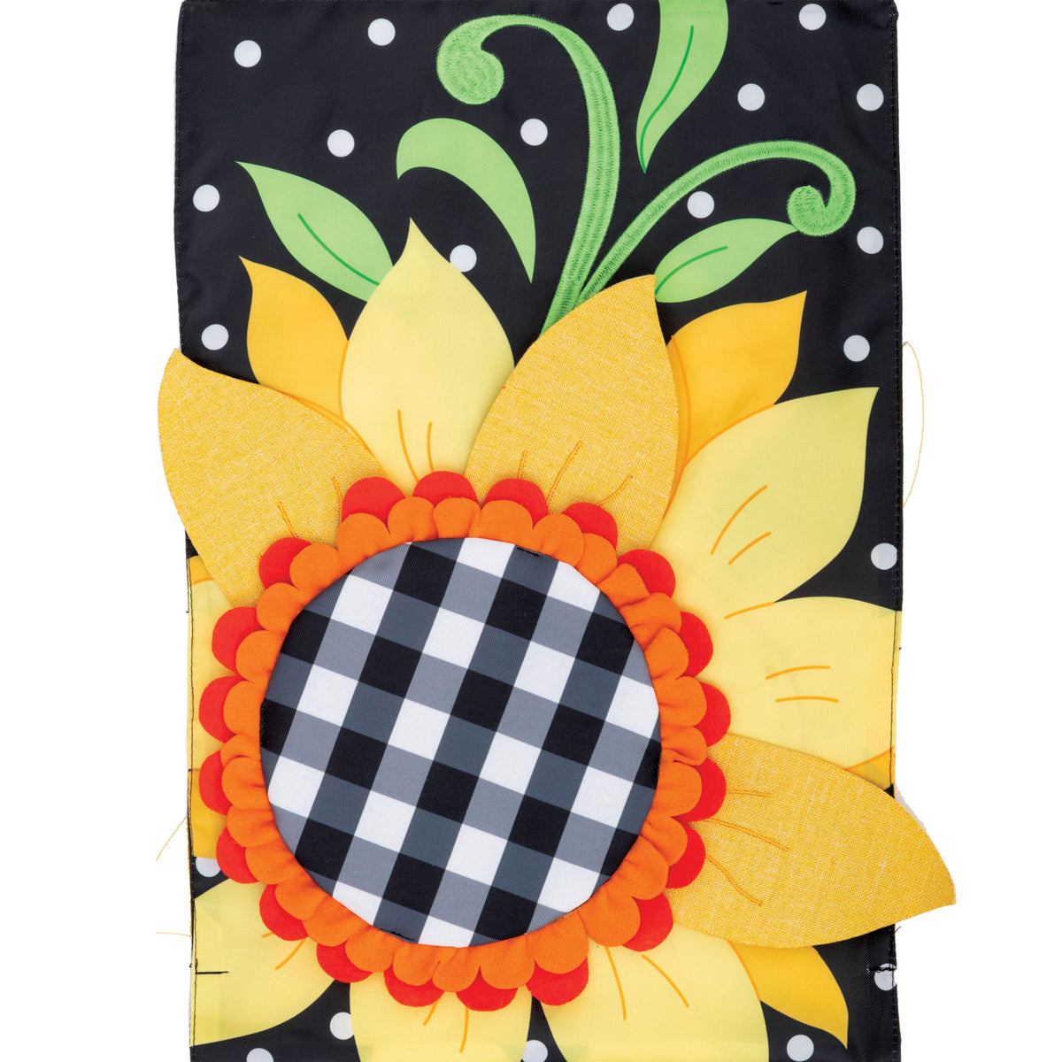 47028 Gingham Sunflower Applique Flag 4510FM