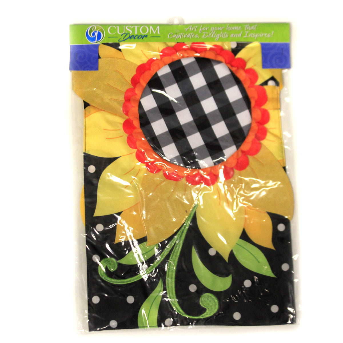 Home & Garden Gingham Sunflower Applique Flag - - SBKGifts.com