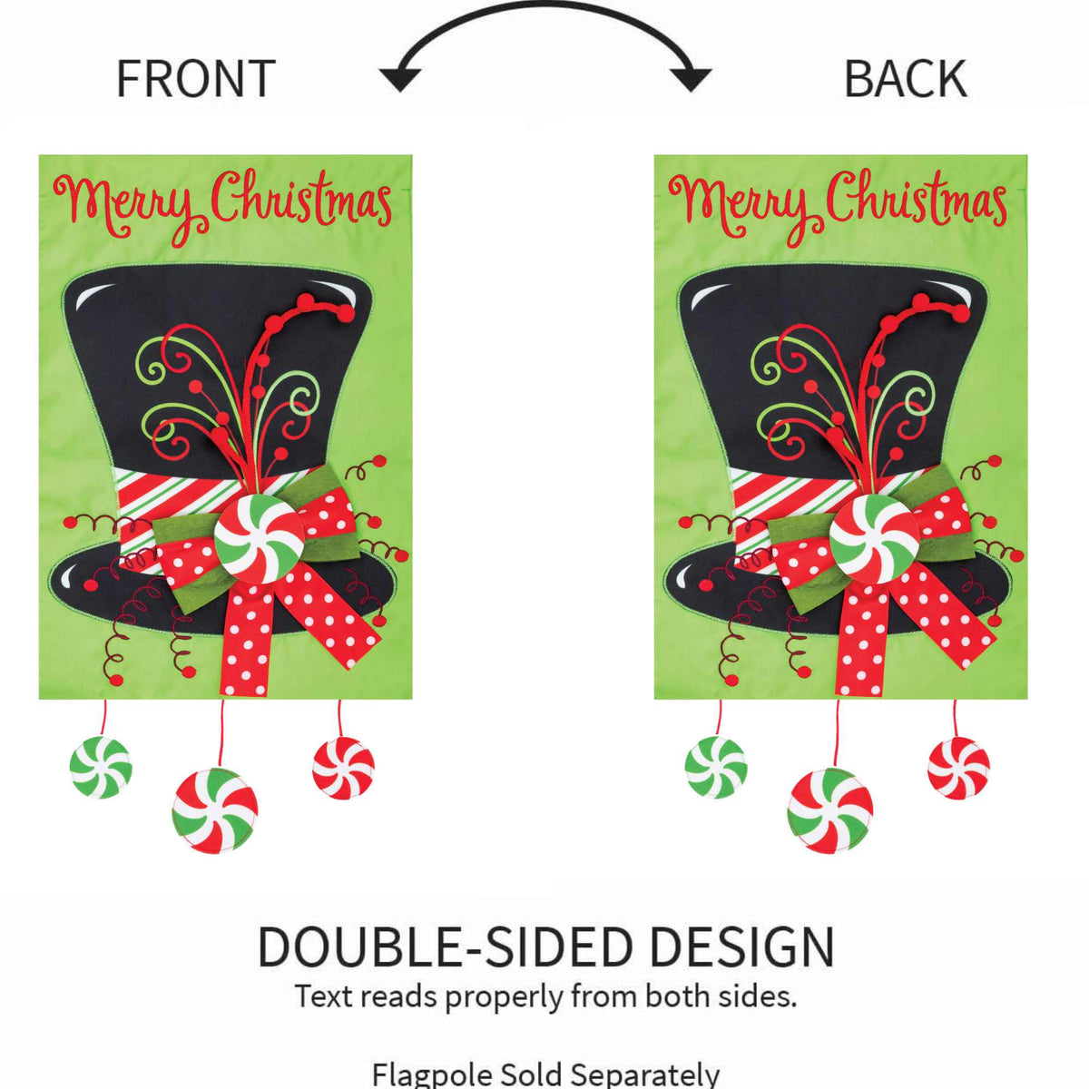 Custom Decor Whimsy Top Hat Appliqué Flag - - SBKGifts.com