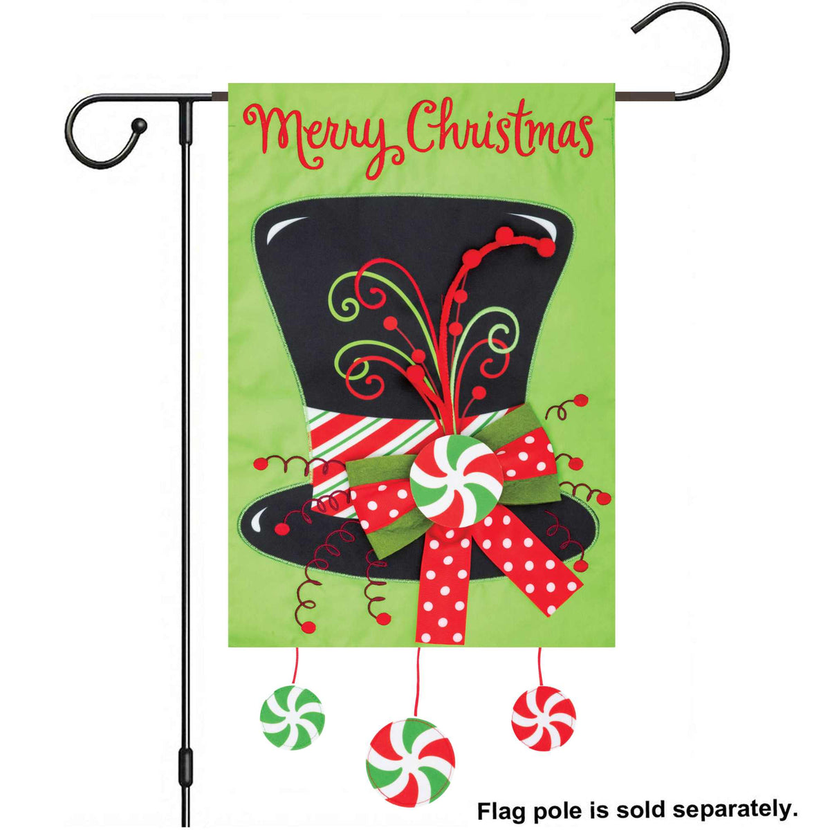 Custom Decor Whimsy Top Hat Appliqué Flag - - SBKGifts.com