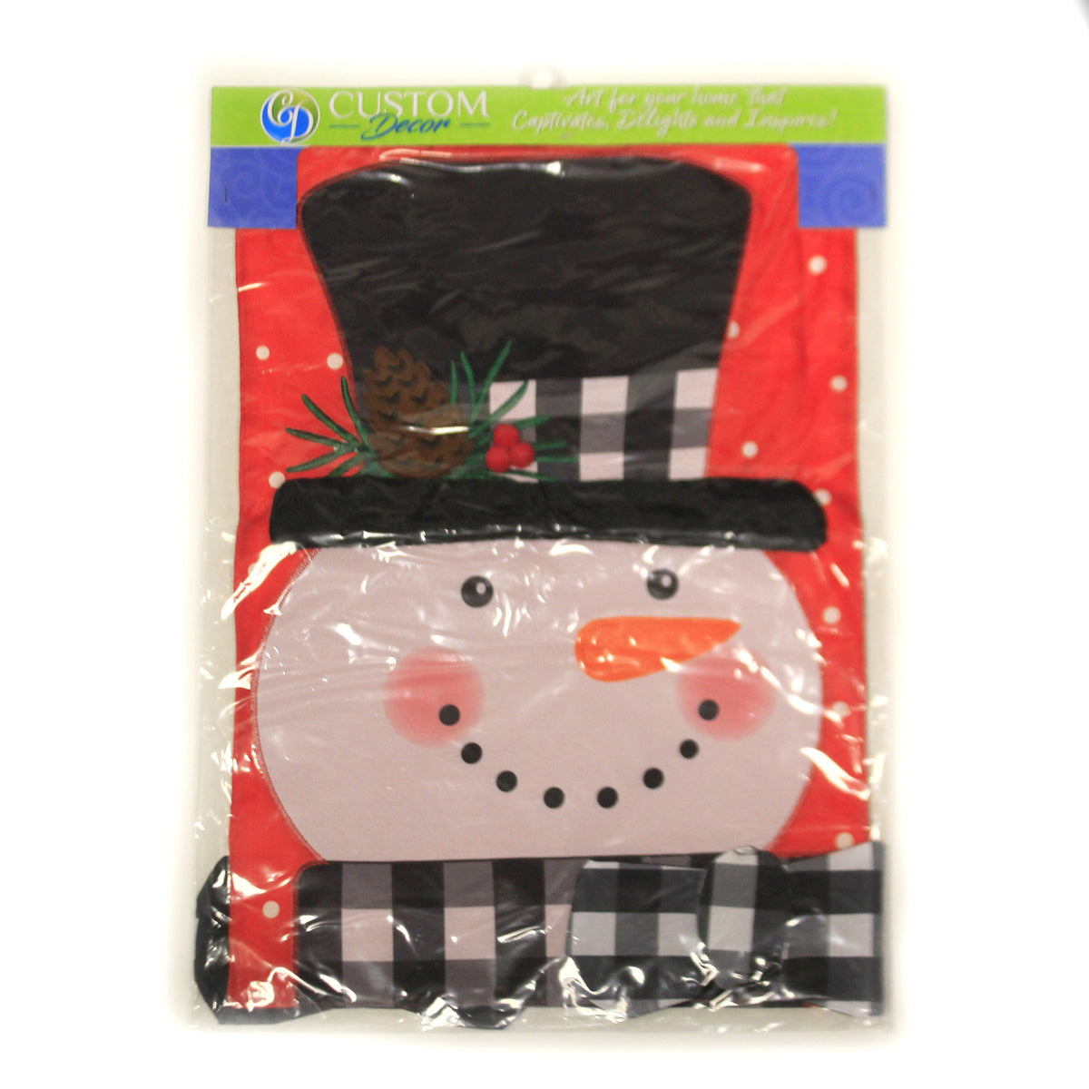 Home & Garden Gingham Snowman Applique Flag - - SBKGifts.com
