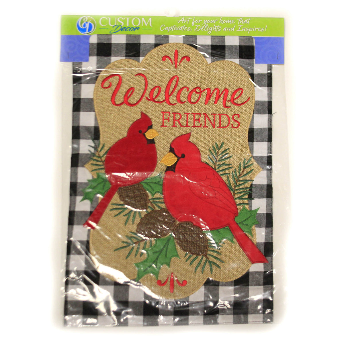 47037 Welcome Cardinals Applique Flag 4204FM