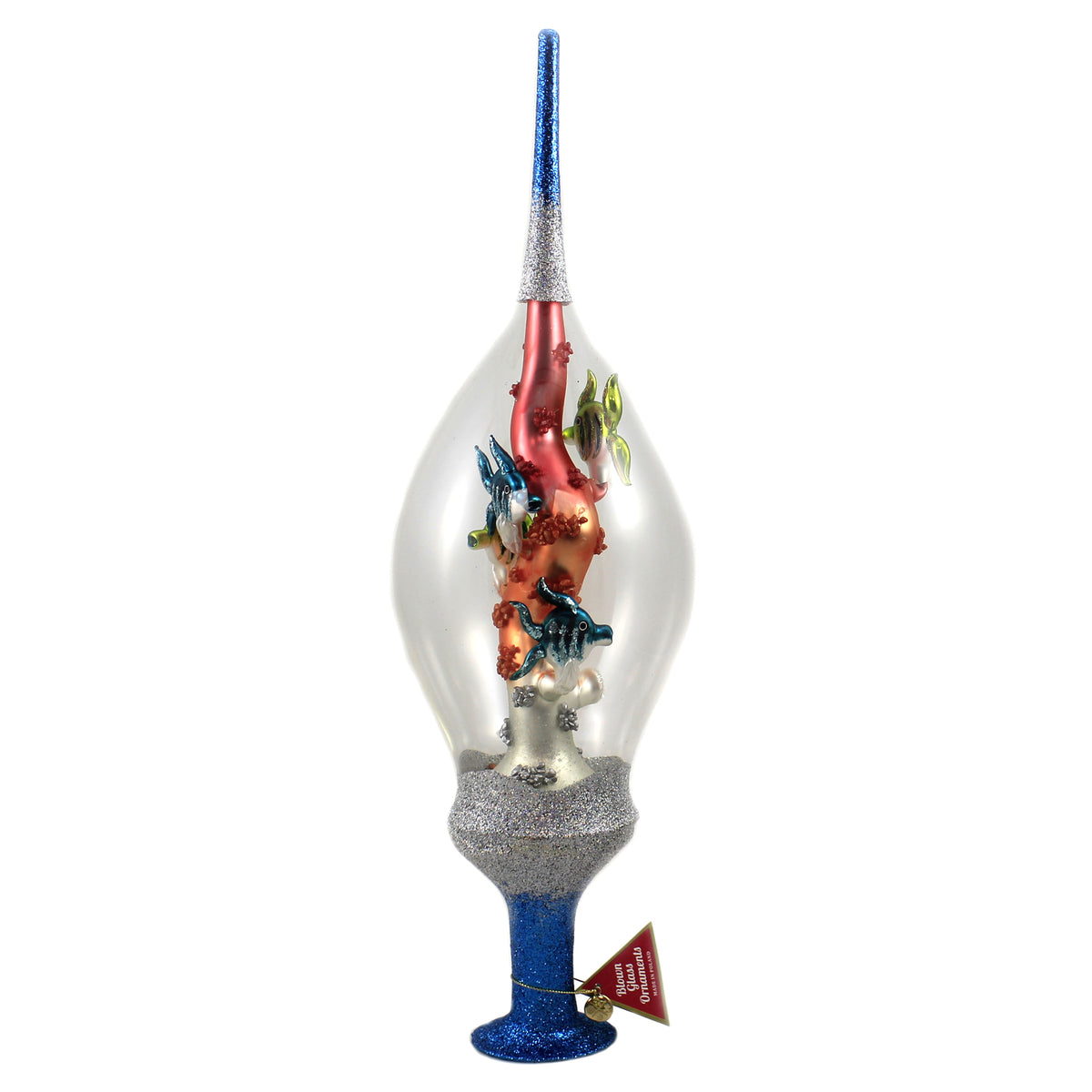 Morawski 18.50In Pink Coral & Angel Fish Finial, Glass, Tree Topper ...