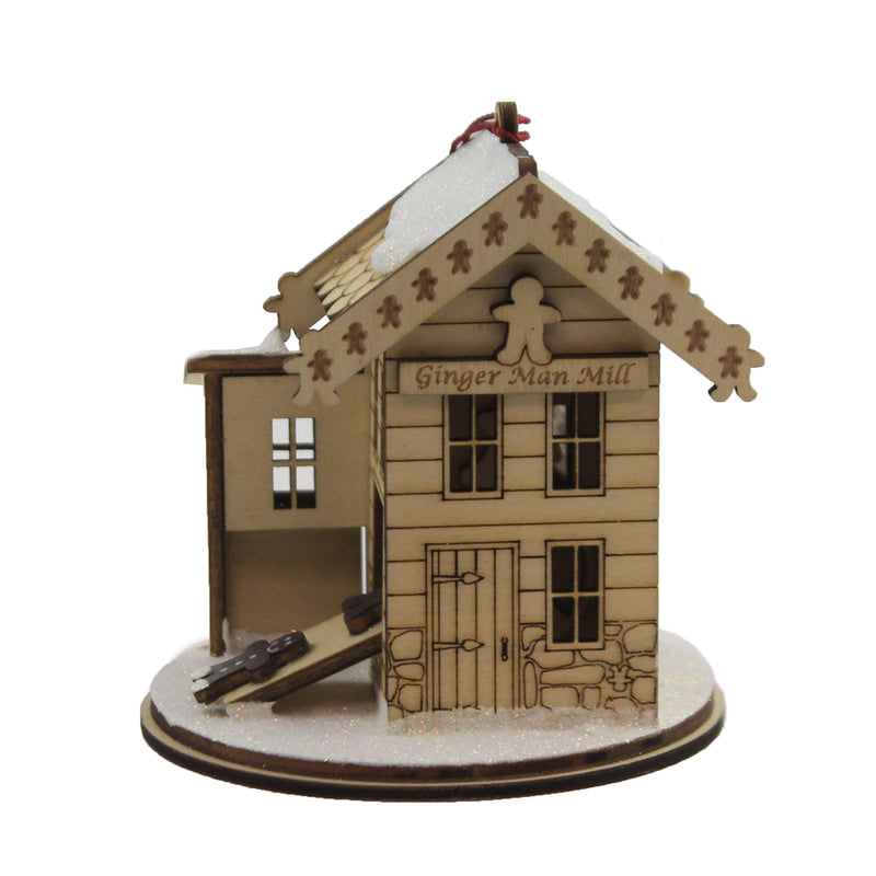 Ginger Cottages Ginger Man Grist Mill Wood Ornament Christmas 80010.