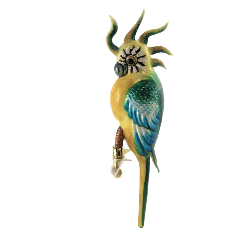 Morawski Turquoise Teal Feathered Parrot Ornament Tropical Bird Macaw 10120