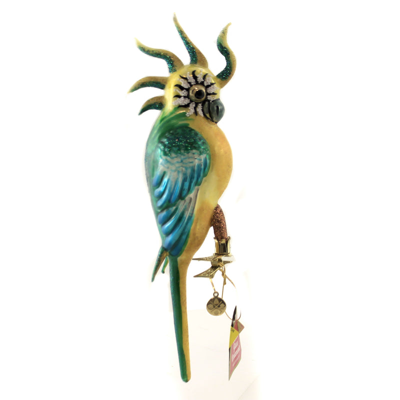 Morawski Turquoise Teal Feathered Parrot - - SBKGifts.com