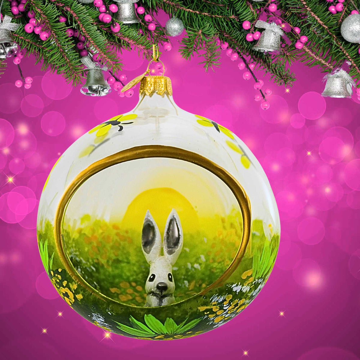 Morawski Silver Grey Bunny In Diorama - - SBKGifts.com