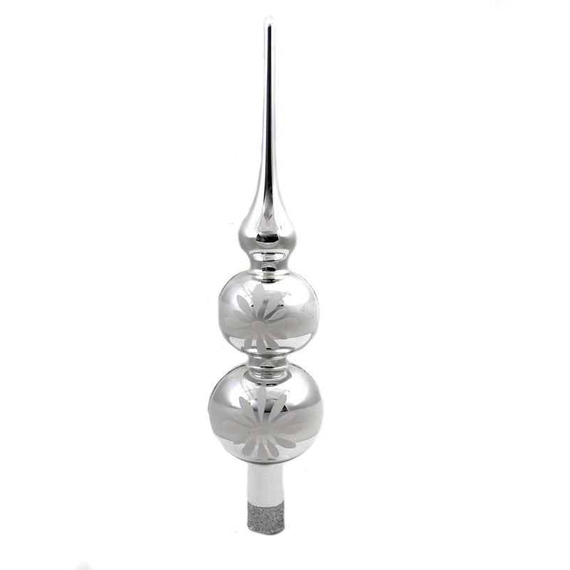 Christina's World Silver Tree Topper With Daisies Finial Spring Floral Glittered Fin995