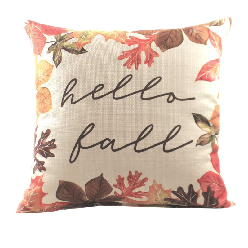 Fall Hello Fall Pillow Fabric Colorful Leaves Home Decor Fal0024 (47266)