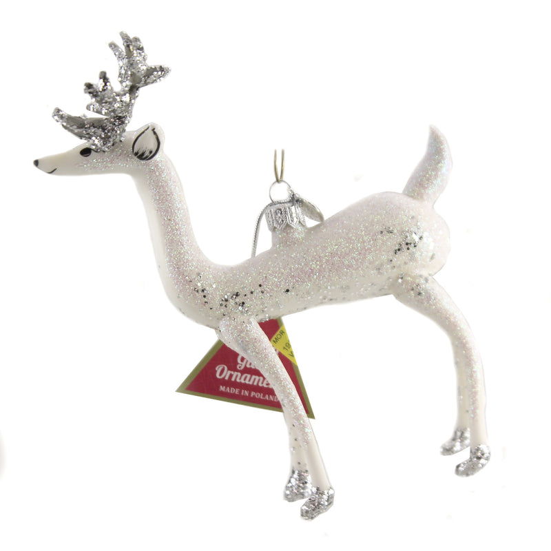 White & Silver Reindeer - 1 Ornament 6.25 Inch, Glass - Ornament Christmas Deer Buck 19242 (47476)