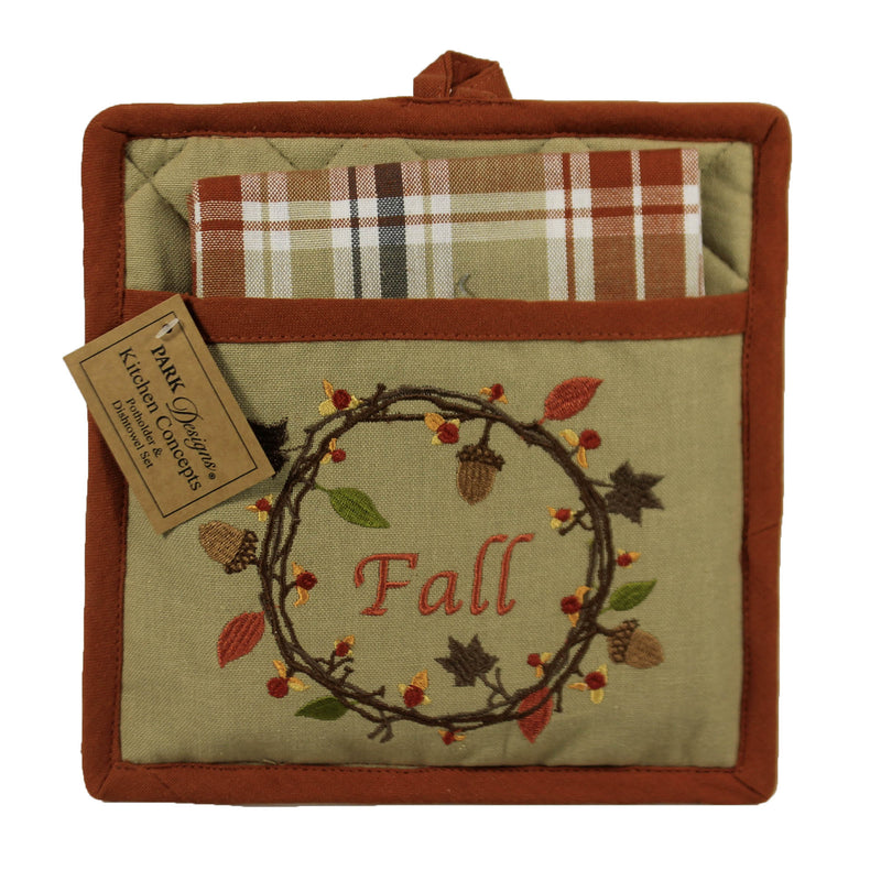 Tabletop Autumn Wreath Potholder Fabric Fall Kitchen Towel 9596152