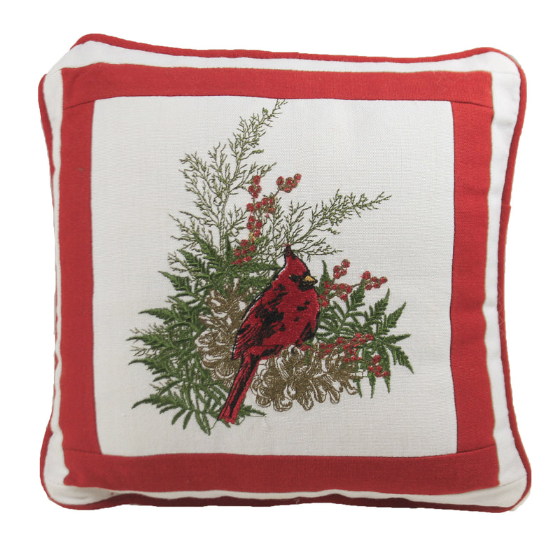 Home Decor Cardinal Embroidered Pillow Fabric Red Bird Christmas 994500 (47580)