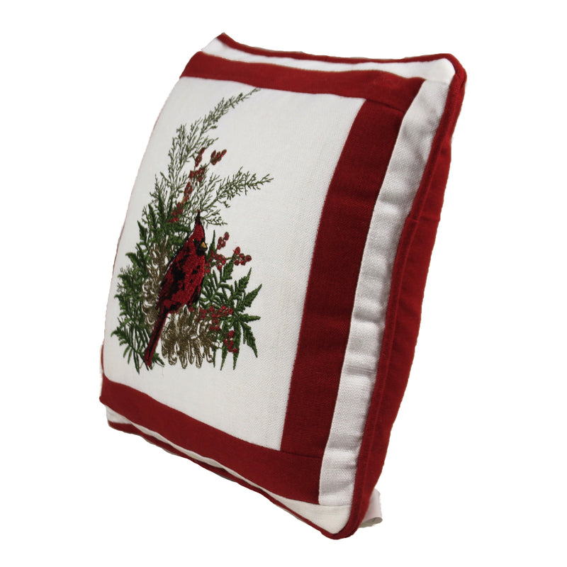 Home Decor Cardinal Embroidered Pillow - - SBKGifts.com