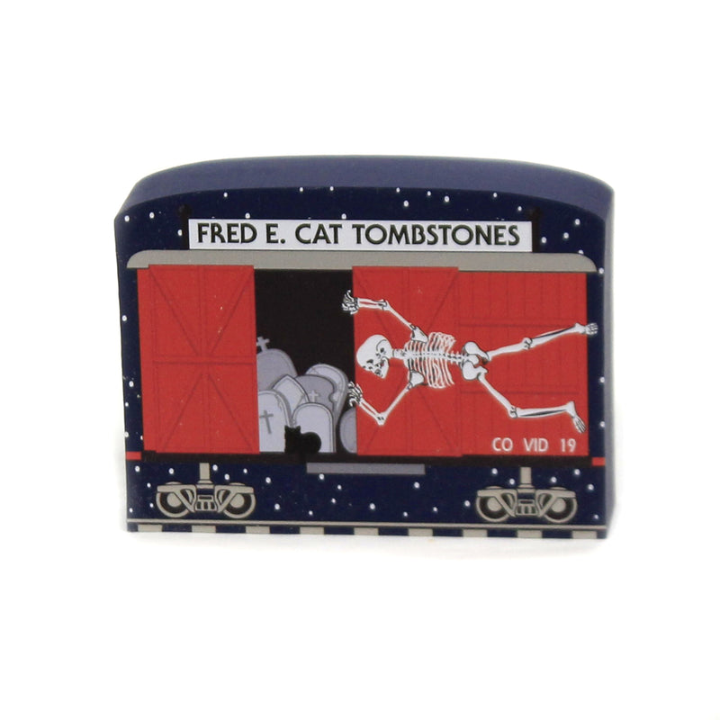Fred E. Cat Tombstones - One Accessory 2.25 Inch, Wood - Buzzard Express 2020 Halloween 20634 (47660)