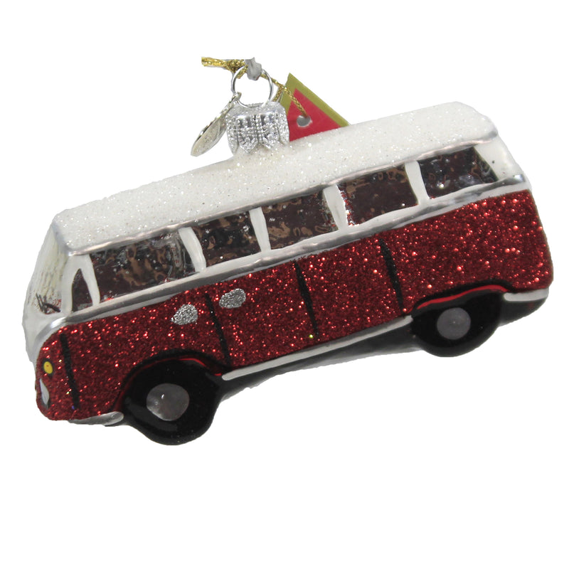 Vintage Volkswagon Camper - 1 Glass Ornament 2.25 Inch, Glass - Ornament On The Road Vw Van 19252 (47724)