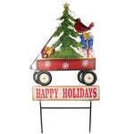 Christmas Wagon W/ Christmas Tree Yard Decor Landscape Stake Poke 31844419