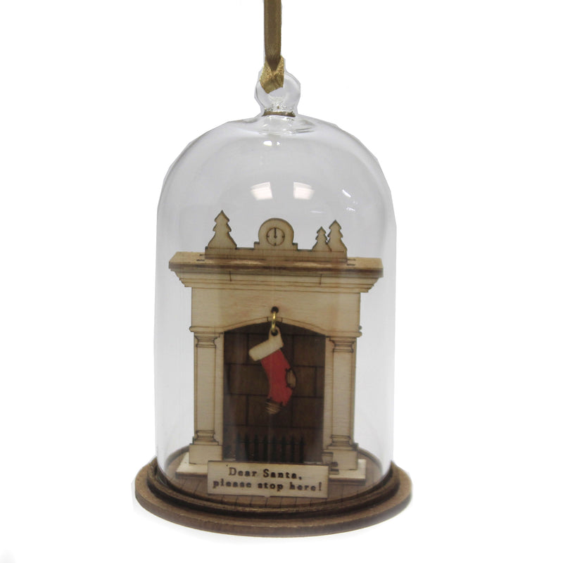 Holiday Ornament Santa Please Stop Here Ornament Glass Kloche A30261