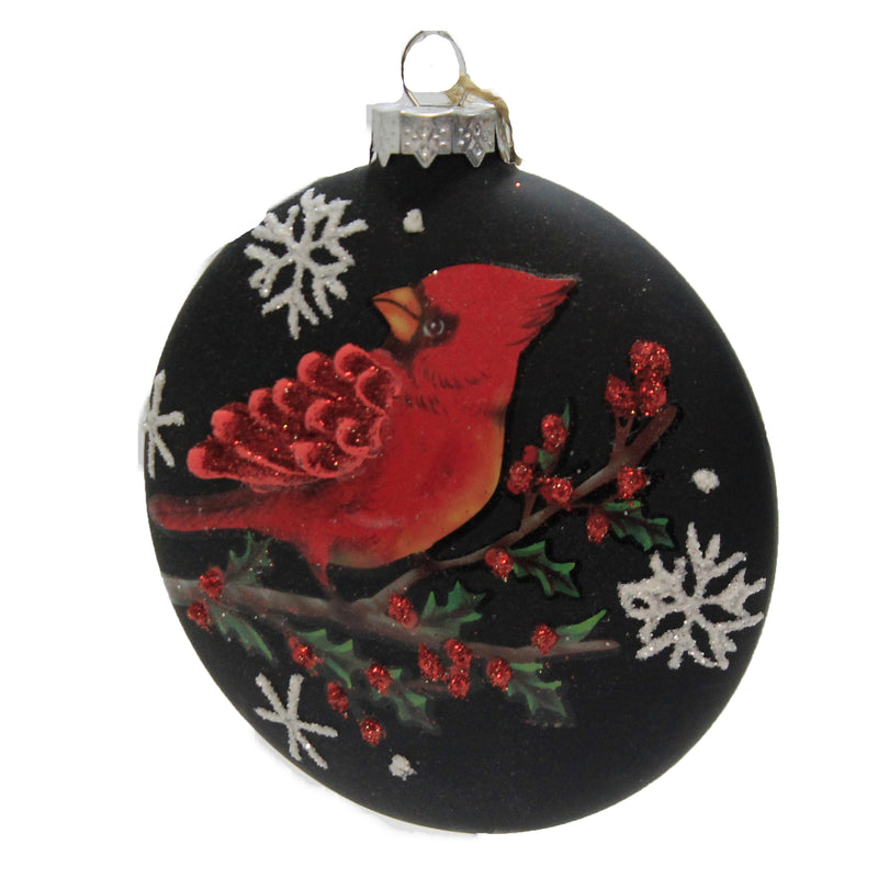 Chalkboard Cardinal Ornament - One Ornament 4.25 Inch, Glass - Snowflakes Berries 6006853 (47843)
