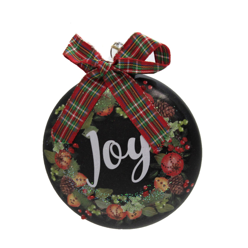 Holiday Ornament Chalkboard Wreath Ornament Glass Berries Joy 6006868 (47848)