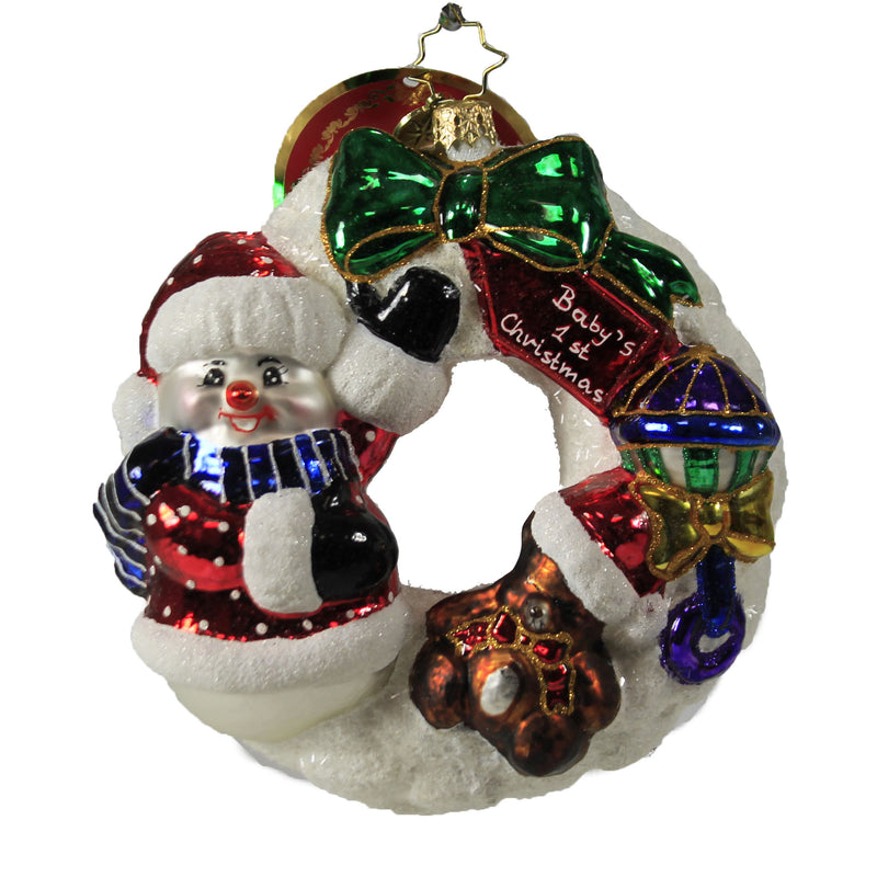 Christopher Radko What Wonders Await Wreath Ornament Babys 1St Christmas 1020186