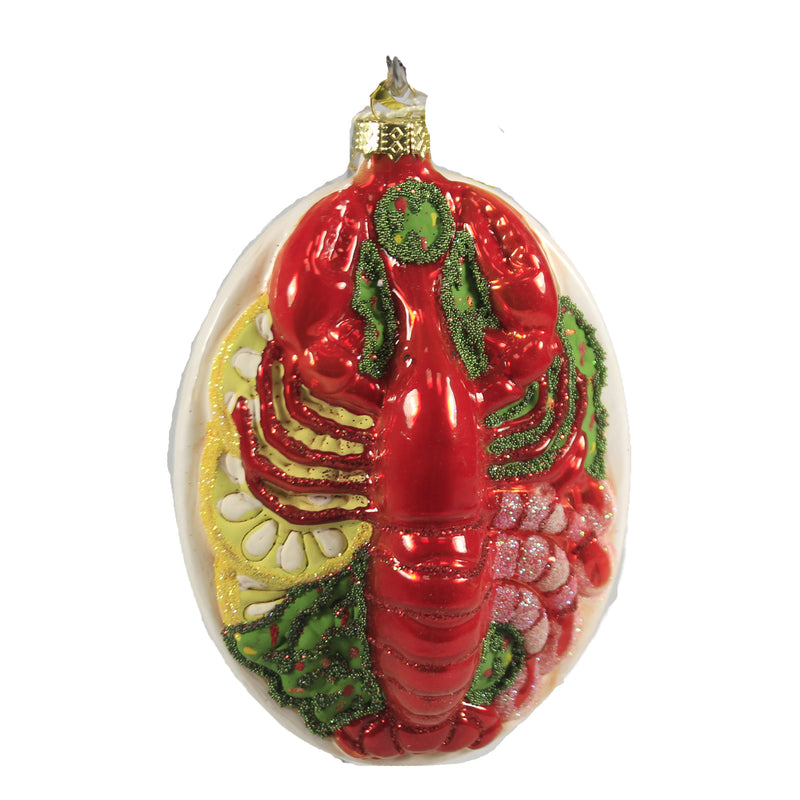 Holiday Ornament Lobster Dinner Glass Ornament Seafood Lemon Shell Go6471 (47908)