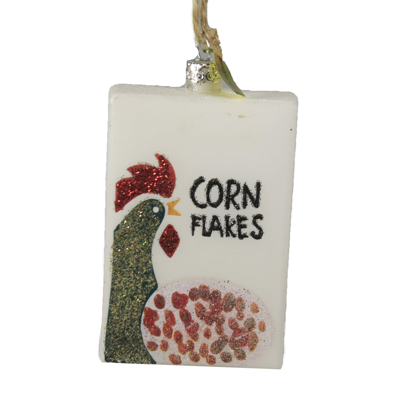 Corn Flakes Cereal - 1 Glass Ornament 4 Inch, Glass - Breakfast Milk Box Kelloggs Go6018 (48048)