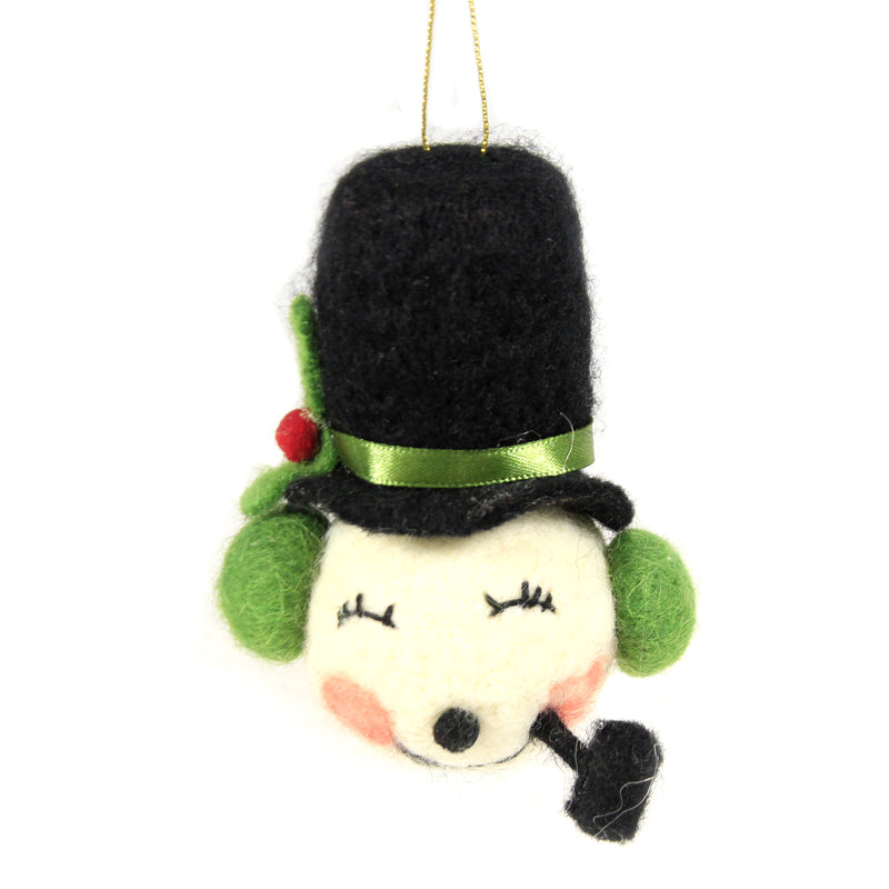 Holiday Ornament Holly Jolly Felt Snowman Wool Frosty Felt Folksy Retro Wo2241 (48090)