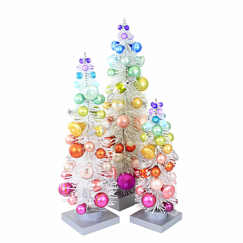 Christmas White Rainbow Trees Sisal Putz  Village Retro Ms2157w