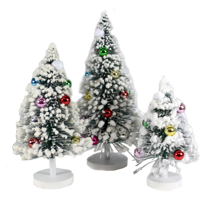 Christmas Green Snow Forest Trees Sisal Putz Village Retro Cd1412grm