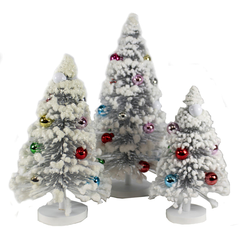 Christmas Silver Snow Forest Trees Sisal Putz Village Retro Cd1412sm