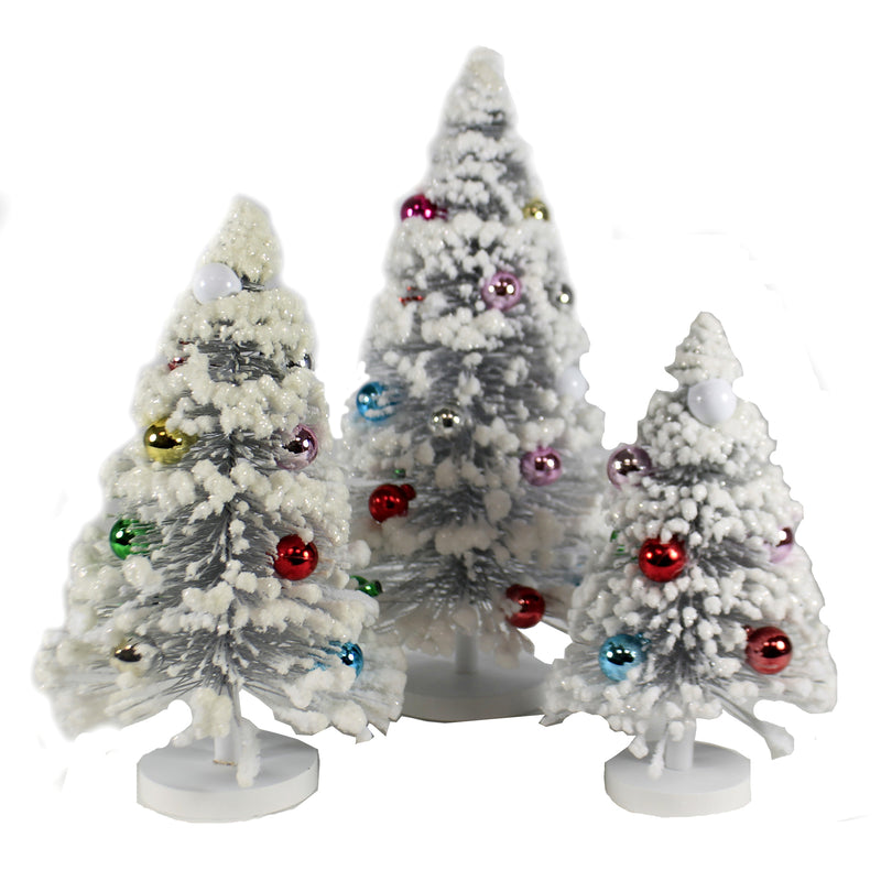 Christmas Silver Snow Forest Trees Sisal Putz Village Retro Cd1412sm (48165)