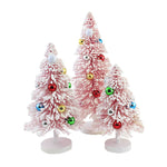 Pink Snow Forest Trees - Set Of 3 Sisal Trees 13.5 Inch, Sisal - Putz Village Retro Cd1412pm (48166)