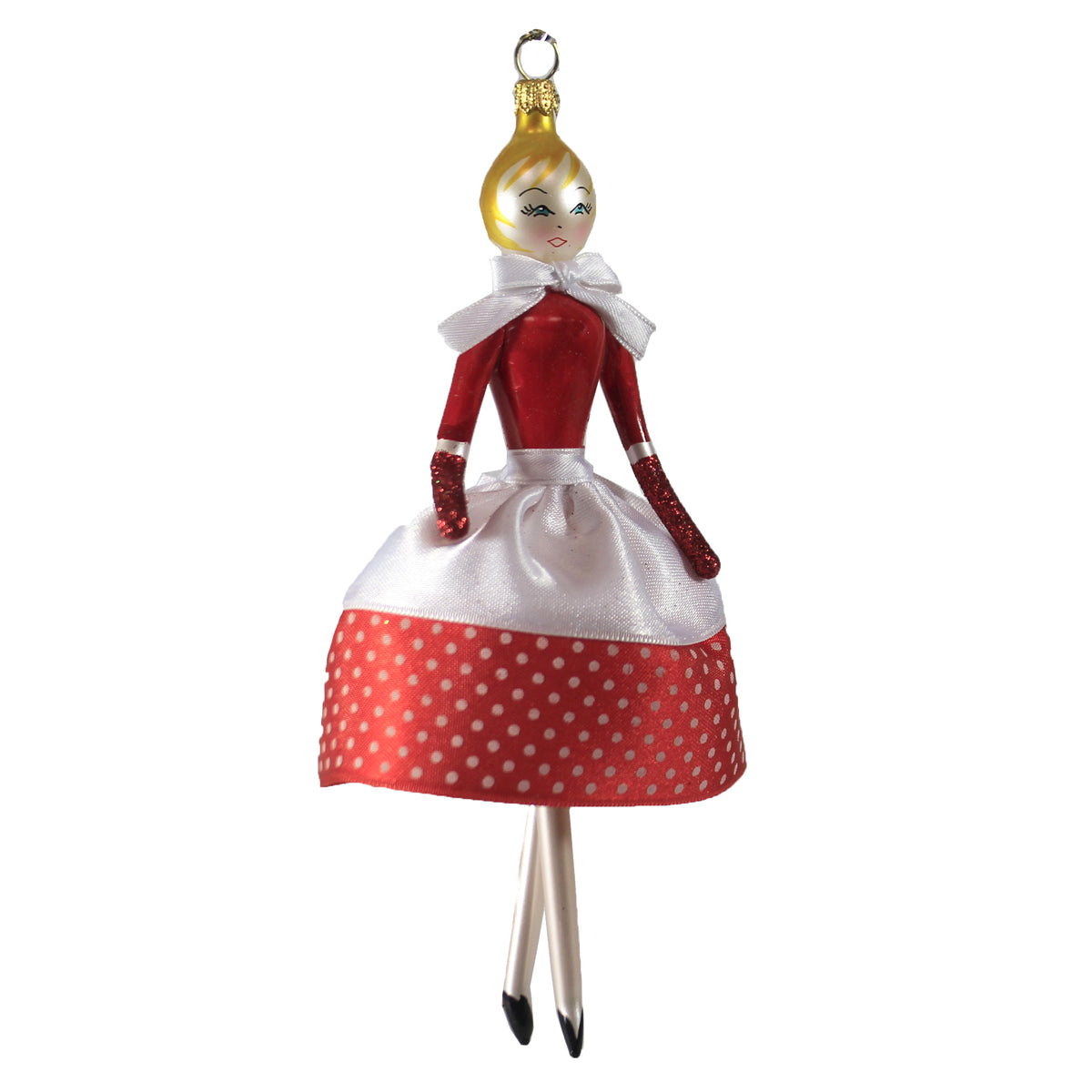 (48232) Retro Lady White Red Polka Dot