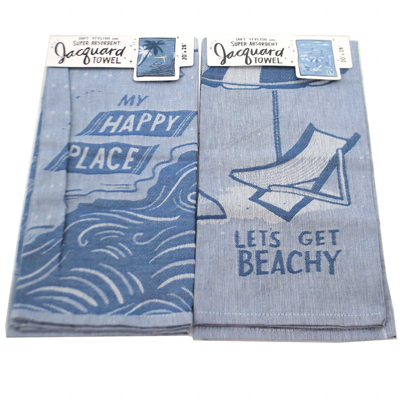 Beach Life Dish Towels Set/2 - 2 Towels 28 Inch, Cotton - 100% Cotton Clean Up Kitchen 103686*103872 (48245)