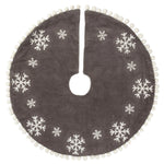 Christmas Grey Snowflake Tree Skirt Fabric Pom Pom Classic 39648 (48250)