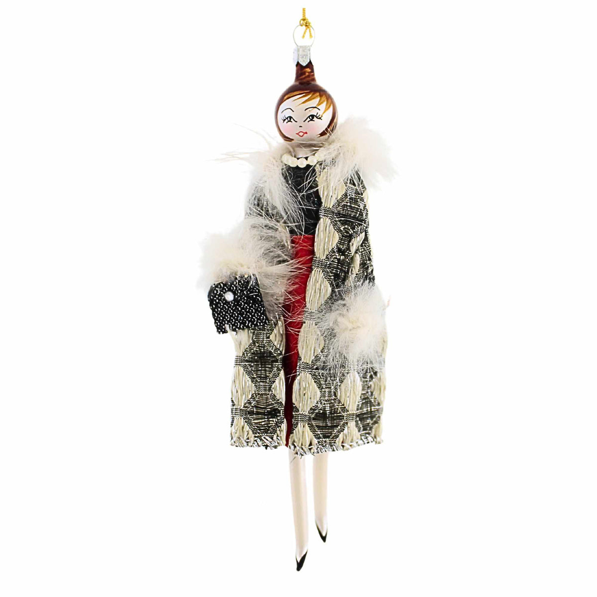 (48275) Lady In Silver Black Coat