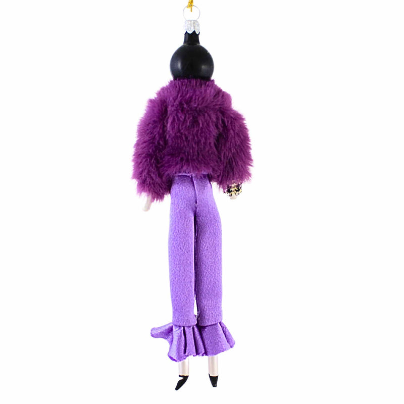 De Carlini Italian Ornaments Lola In Lavender Fur - - SBKGifts.com