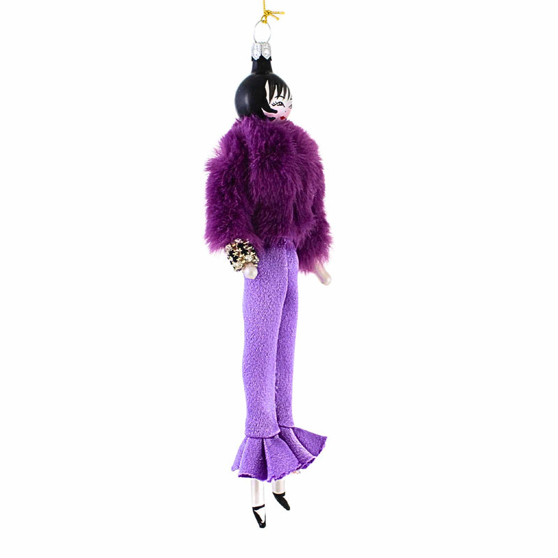 De Carlini Italian Ornaments Lola In Lavender Fur - - SBKGifts.com