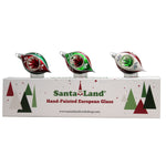 Santa Land Woodland Petite Reflectors - 3 Glass Ornaments 3.5 Inch, Glass - Ornament S/3  Drop Indent Tree 20M1000 (48342)