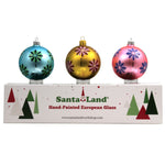 Santa Land Tommy's Mid Century Garden S/3 - 3 Glass Ornaments 4.00 Inch, Glass - Ornament Ball Flower Mcm Floral 20M1020 (48344)